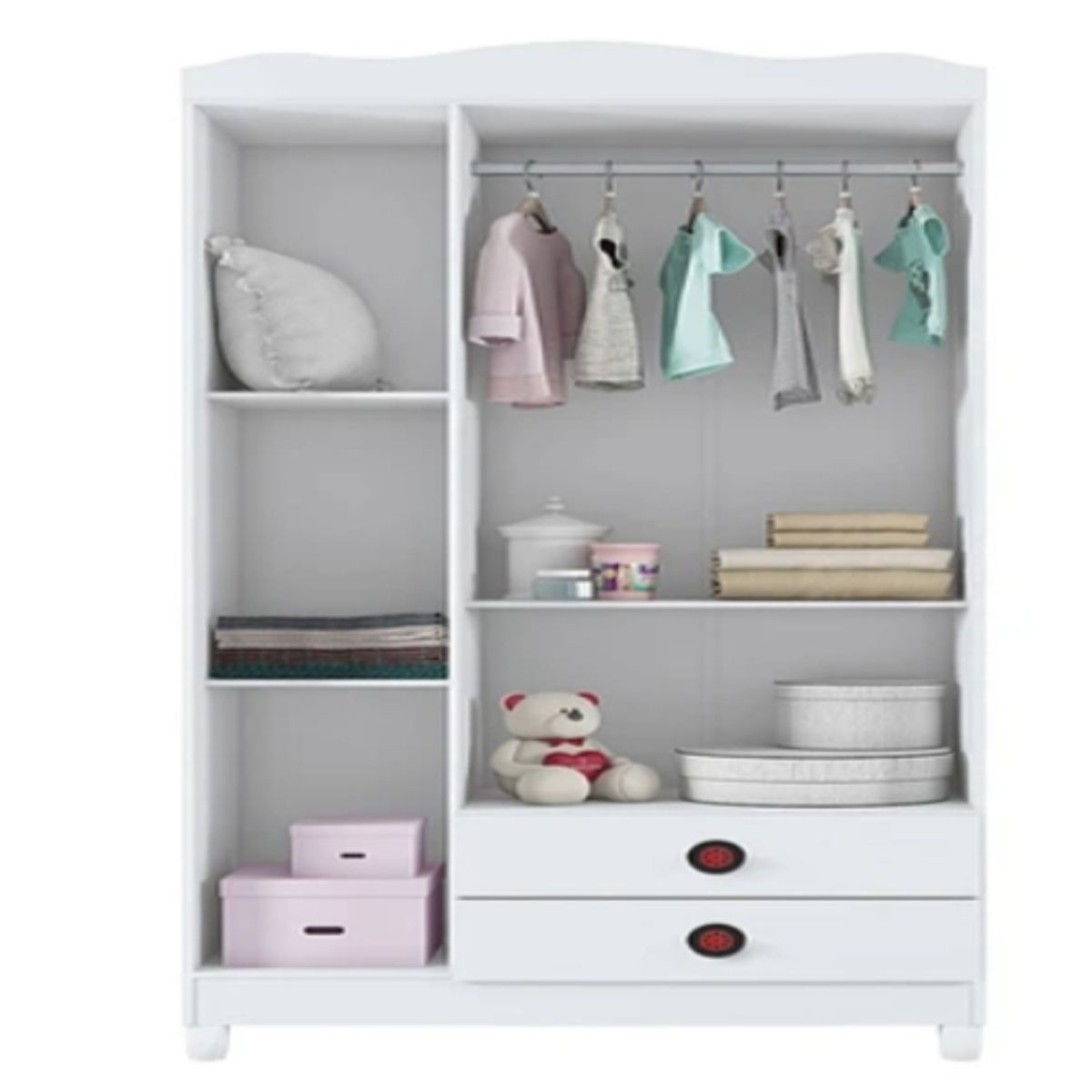 KIDSCOOL - Closet Infantil 3 Puertas Fast Car Blanco Rojo