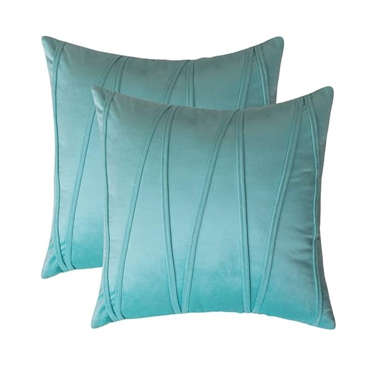 COMPRAPO - Set X 2 Fundas para Cojín Terciopelo Zig Zag Turquesa 45x45 Cm.