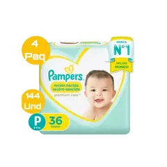 PAMPERS - Pañales Premium Care 144 Und Talla P