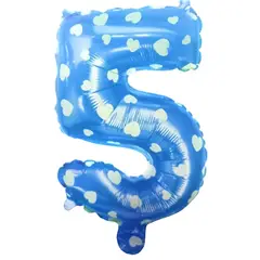 GENERICO - Globo Metalico 26 Numeros 5 Polka Celeste X1 Unidad