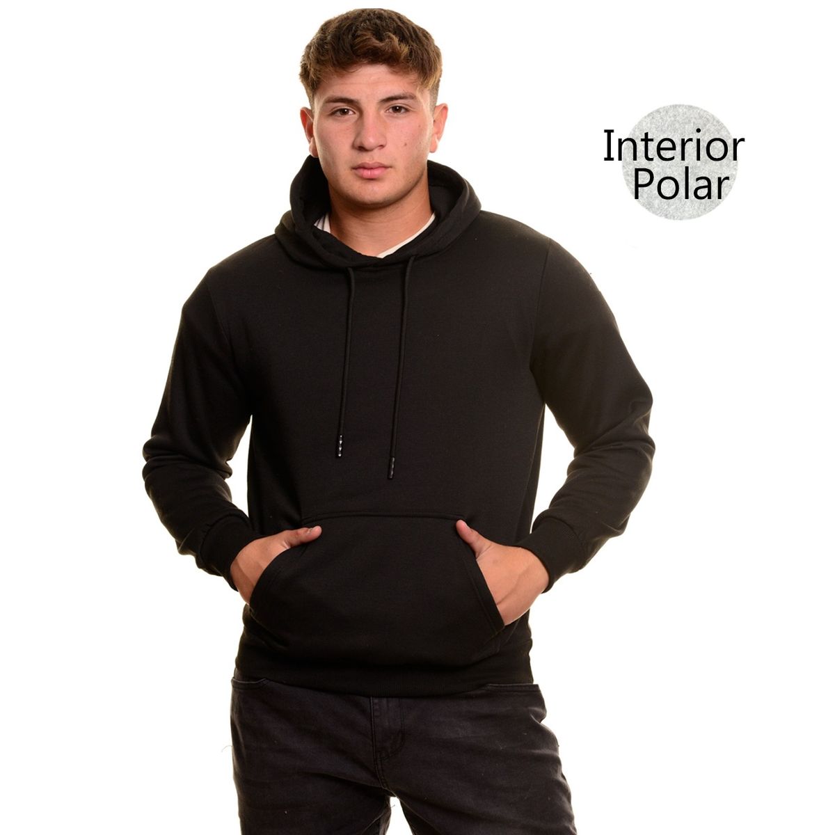 MD - Polerón Hombre Forrado Polar Capuchón Canguro