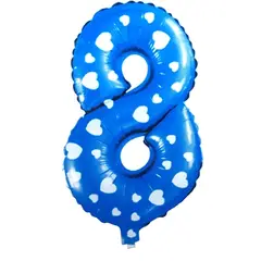 GENERICO - Globo Metalico 26 Numeros 8 Polka Celeste X1 Unidad