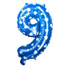 GENERICO - Globo Metalico 26 Numeros 9 Polka Celeste X1 Unidad
