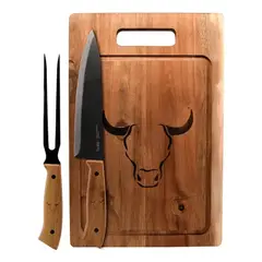 WAYU - Set Parrillero Tabla + Cuchillo Y Pincho Asado Parrilla