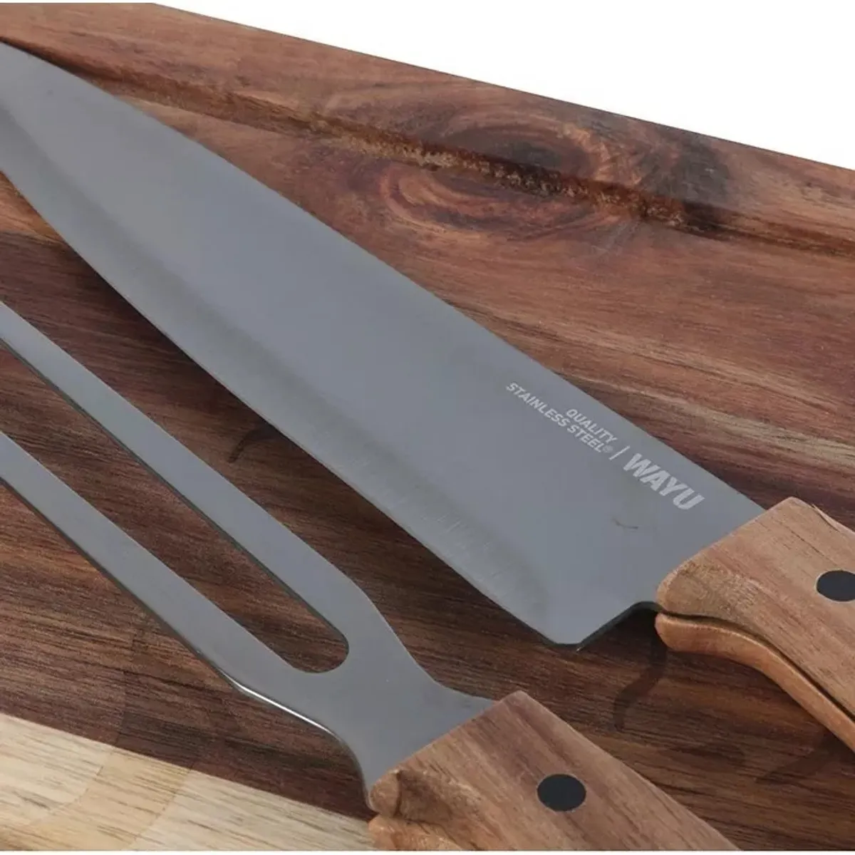 WAYU - Set Parrillero Tabla + Cuchillo Y Pincho Wayu Asado Parrilla