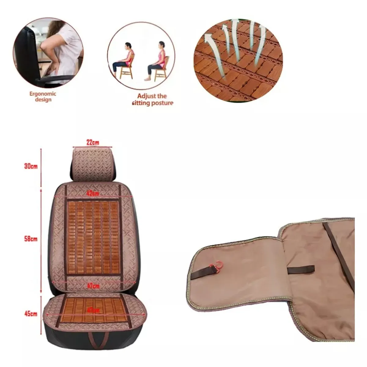 GENERICO - Espaldar Bambu Corrector Postura Asiento Auto  Silla
