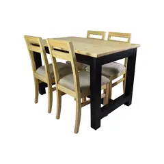 MUEBLES NATIVA - Comedor Carpintero 4 Sillas Tapiz Beige