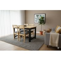 Comedor Carpintero 4 Sillas Tapiz Gris