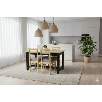 Imagen 2 del producto Comedor Carpintero 4 Sillas Tapiz Gris