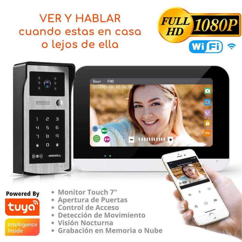 D MOTICA - Video Portero Wifi Inteligente Full Hd Con Control De Acceso