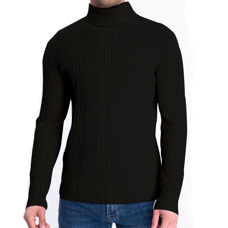 GENERICO - Sweater Chaleco Térmico Mezcla Lana Trenzado Hombre Cuello Alto