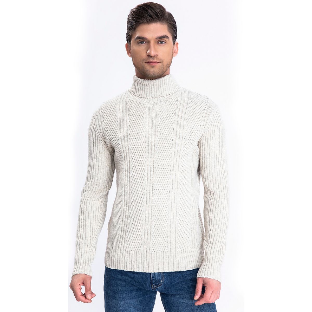 GENERICO - Sweater Chaleco Térmico Mezcla Lana Trenzado Hombre Cuello Alto