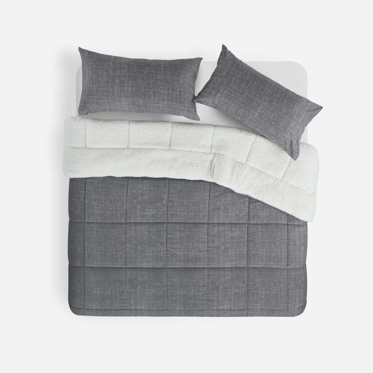 ROSEN - Plumón Alaska Sherpa Liso Gris 1,5 Plazas