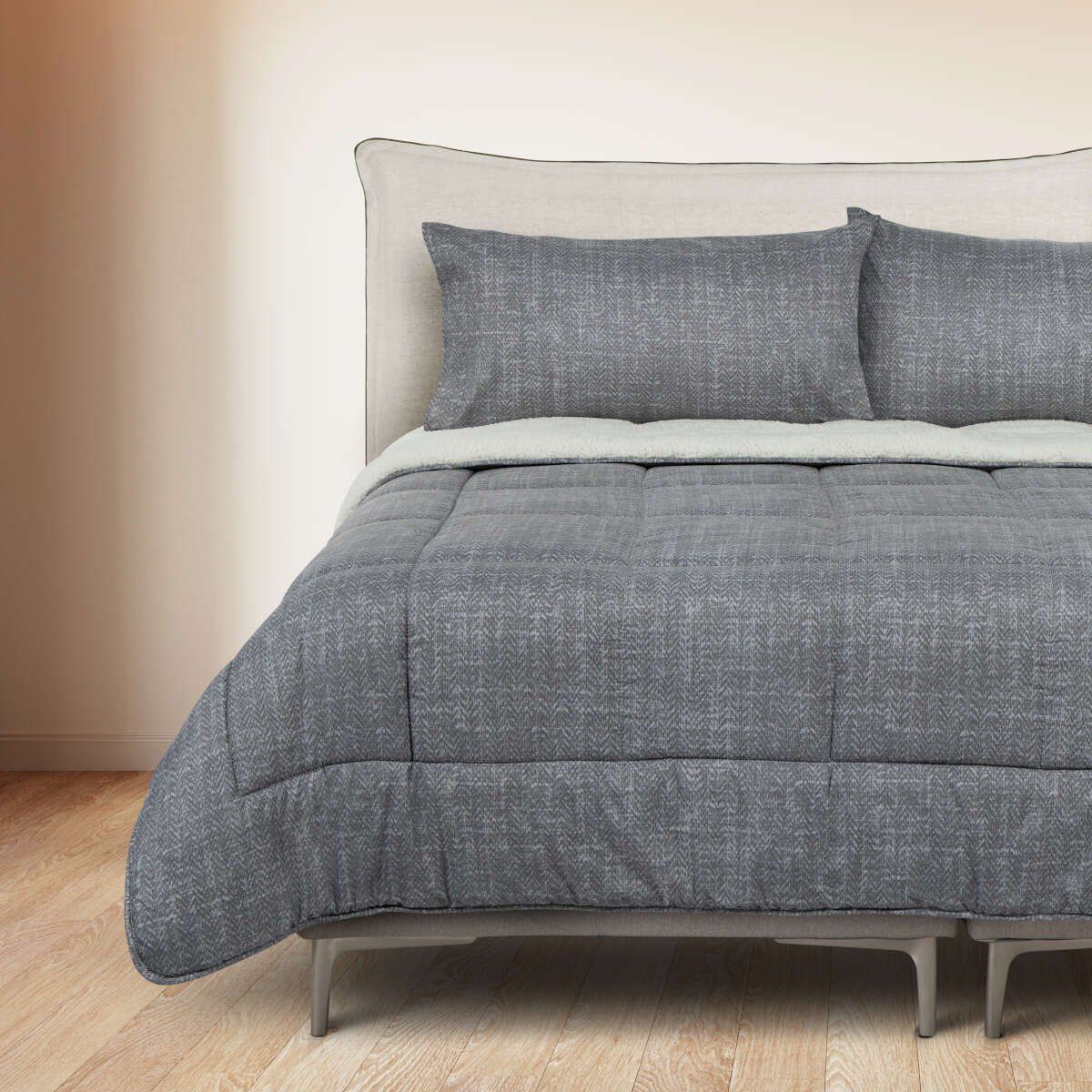 ROSEN - Plumón Alaska Sherpa Liso Gris 1,5 Plazas