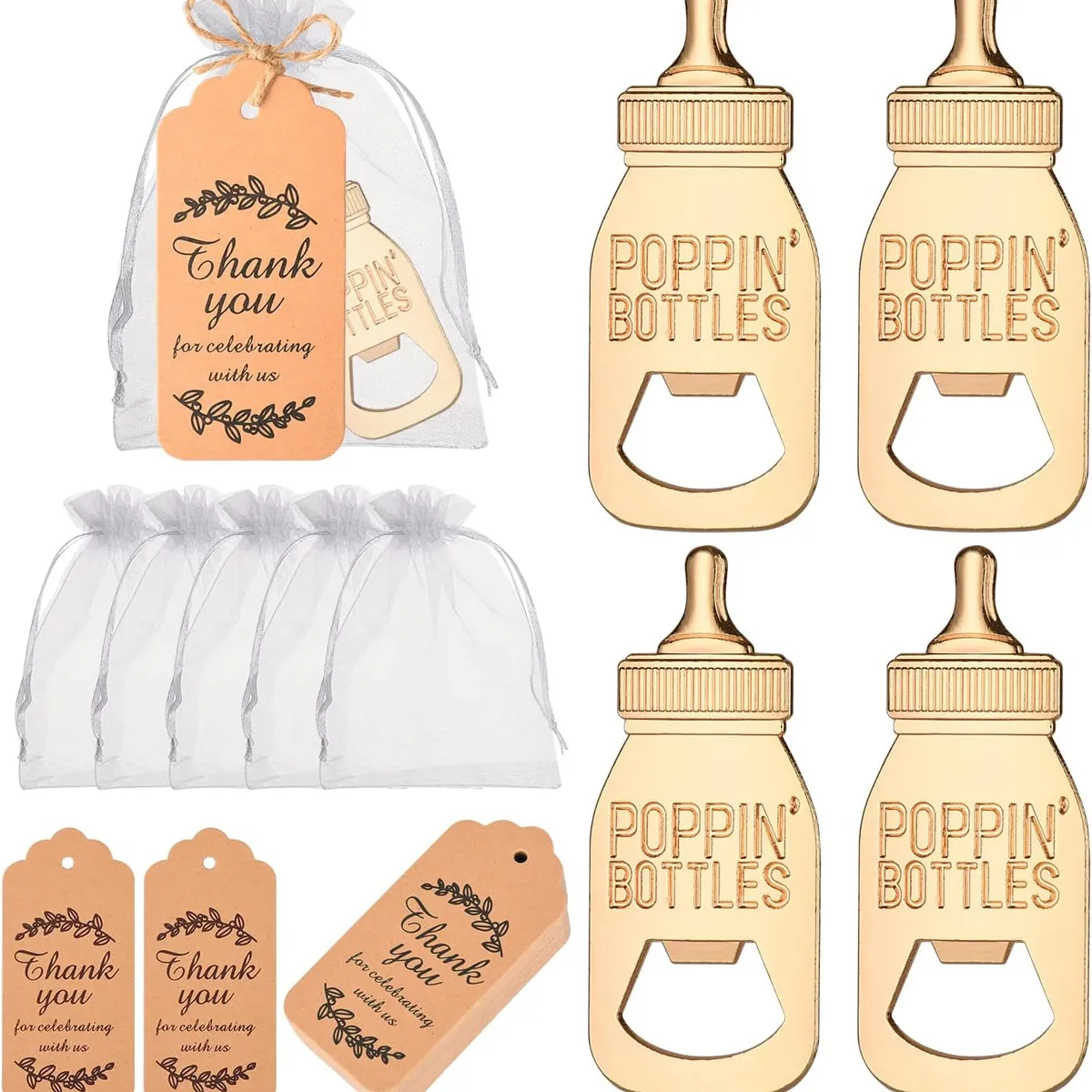 GENERICO - Recuerdo baby shower Bautizo Abridor de botellas 20 piezas