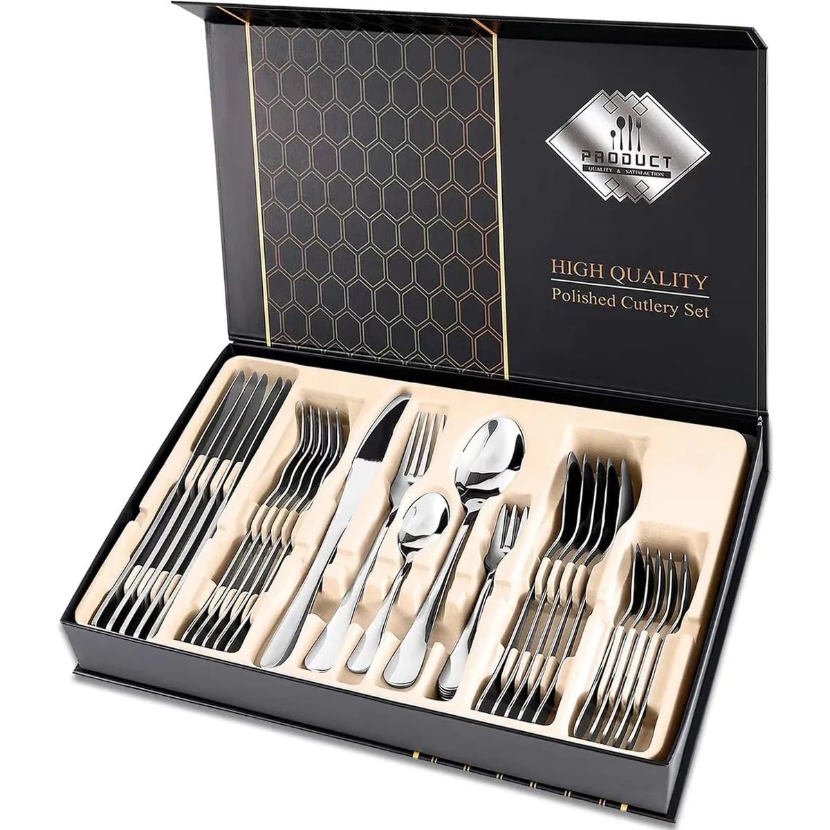 BLUEDREAMER - Juego de Cubiertos de Acero Inoxidable 30 Piezas