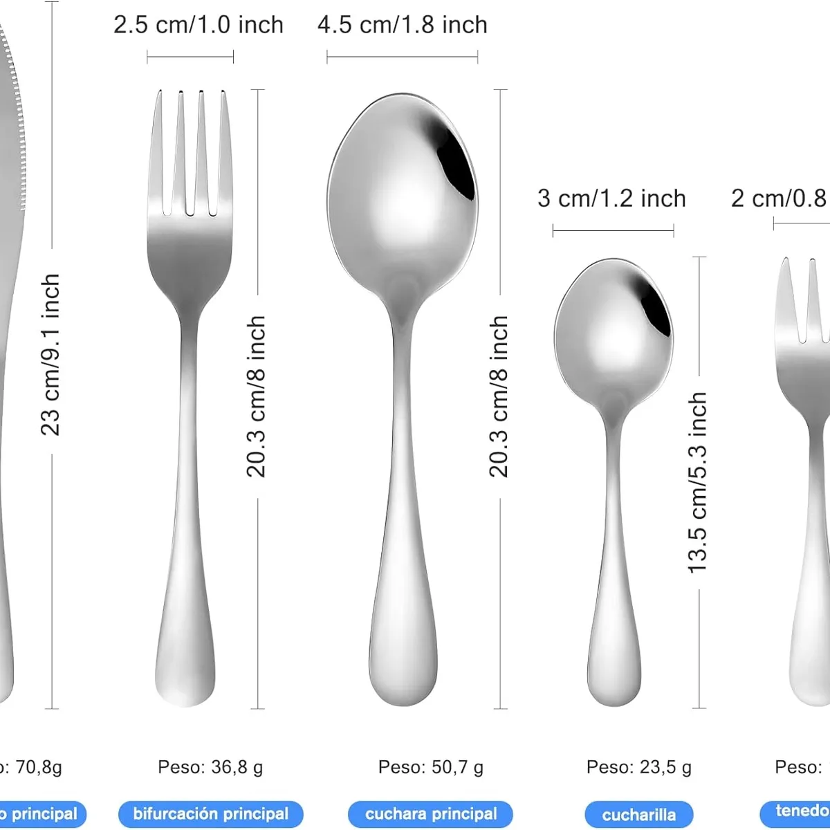 BLUEDREAMER - Juego de Cubiertos de Acero Inoxidable 30 Piezas