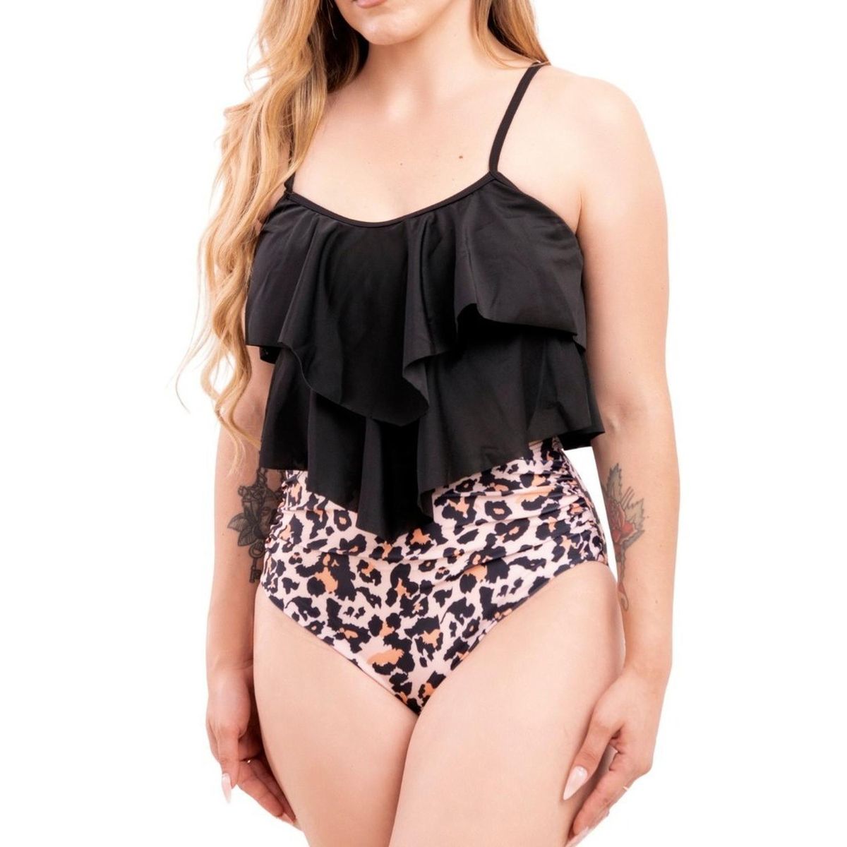 HIPSY - Bikini Tiro Alto Top Vuelos Maorí Animal Print