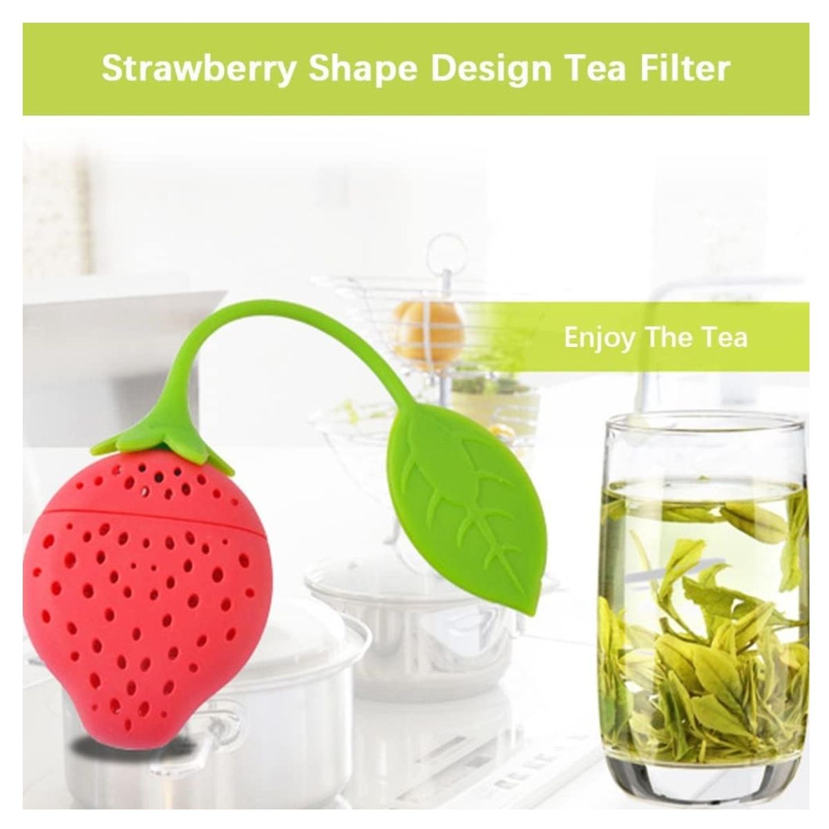 KUANGYE - 20 Infusores De Té De Silicona, Forma De Frutilla_