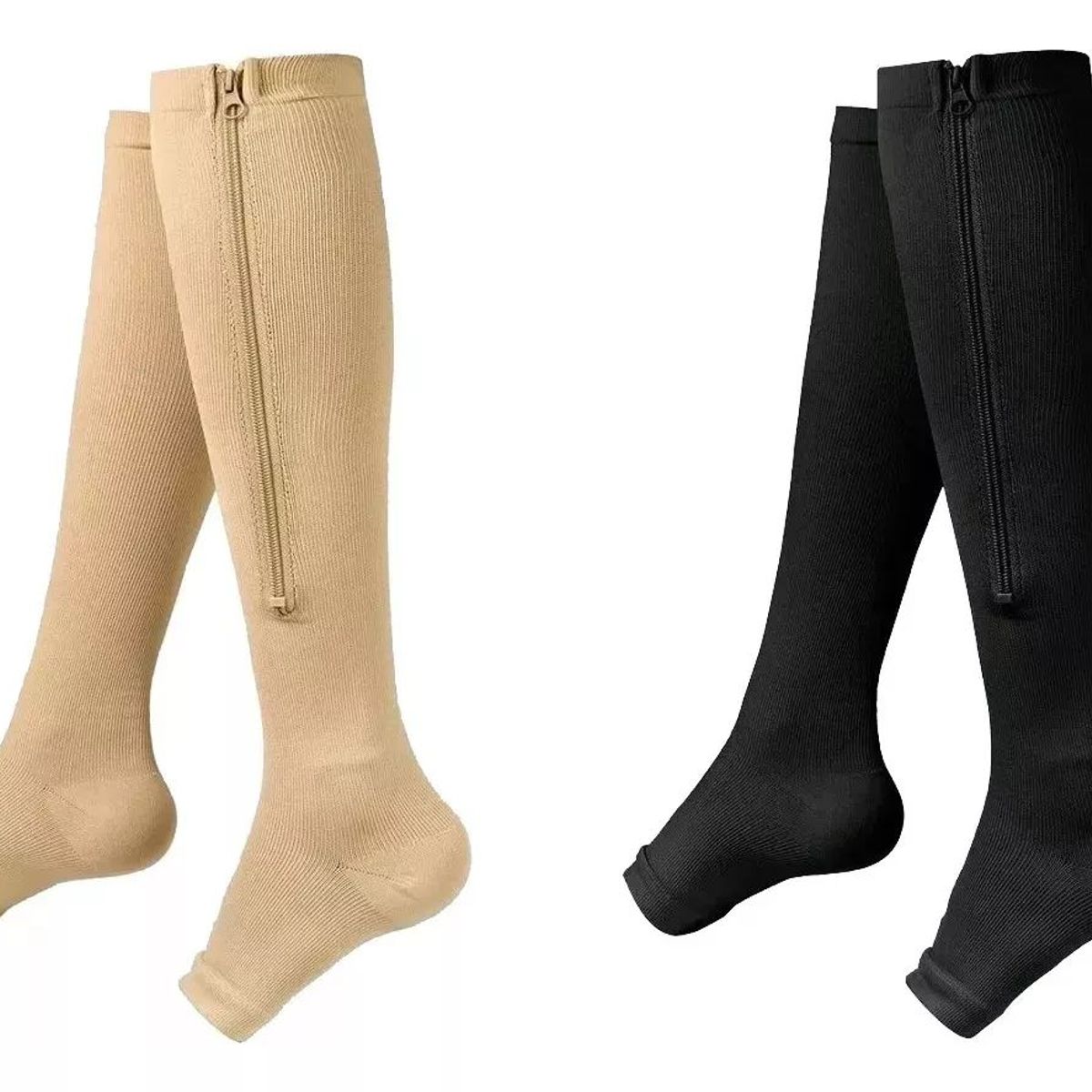 KUANGYE - 2 Pares Media Cierre Compresión Varices Larga Calceta