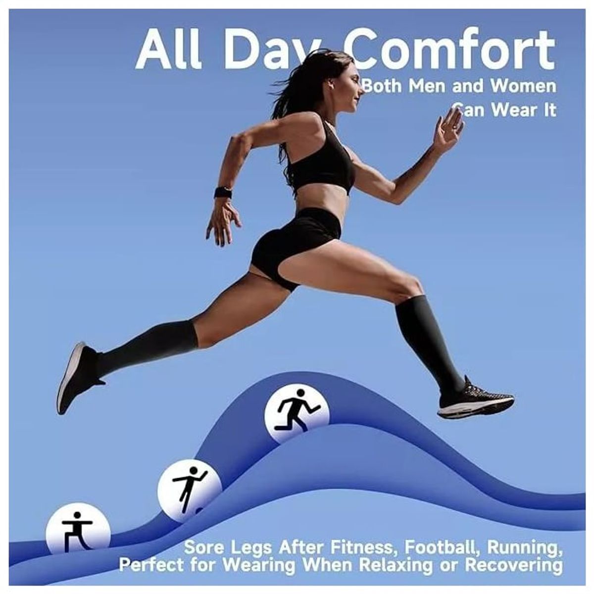 KUANGYE - 2 Pares Media Cierre Compresión Varices Larga Calceta