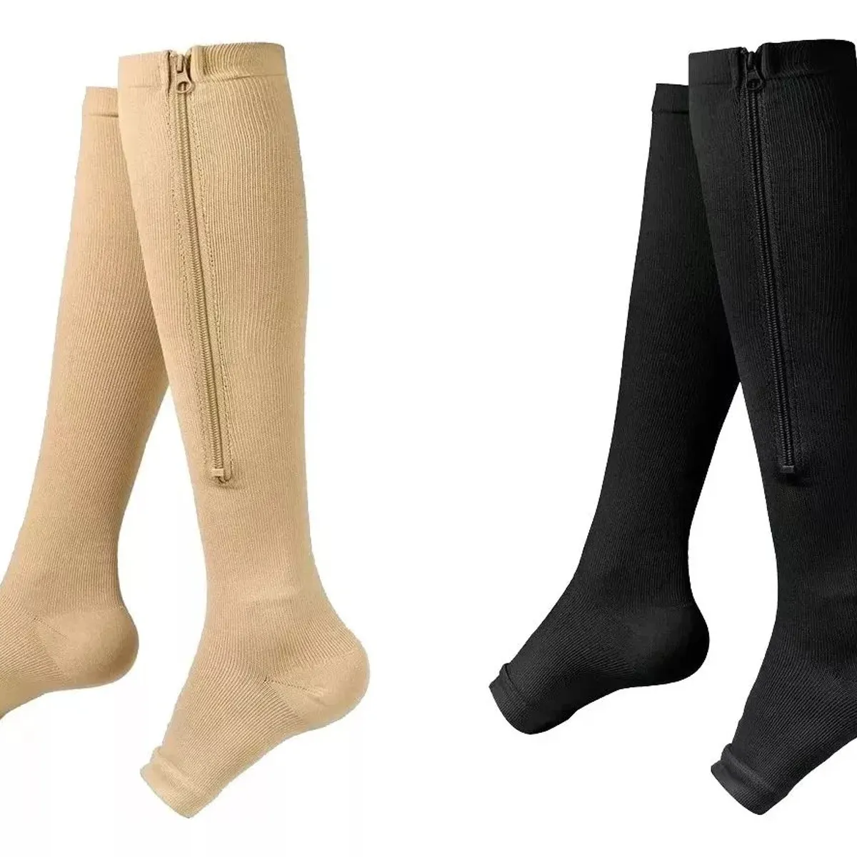 KUANGYE - 2 Pares Media Cierre Compresión Varices Larga Calceta