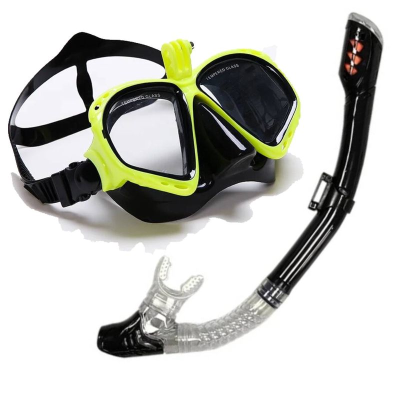 SHOOT - Snorkel con Tubo Amarillo Flourecente cámara deportiva Gopro u otras