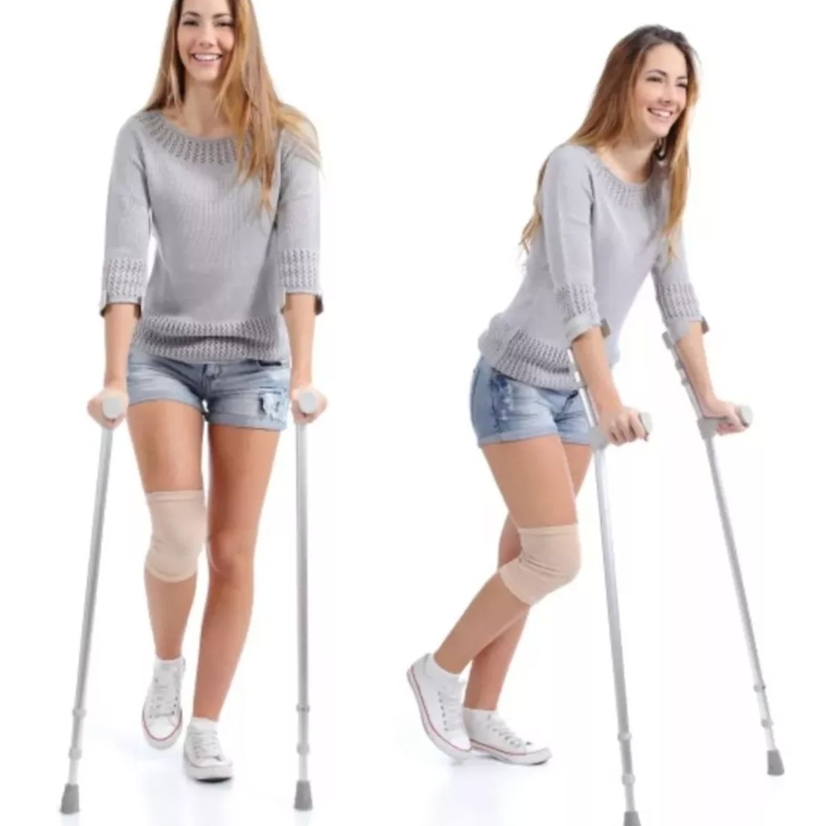 GENERICO - 2 Bastón Muleta Canadiense Regulable En Altura Color Plateado