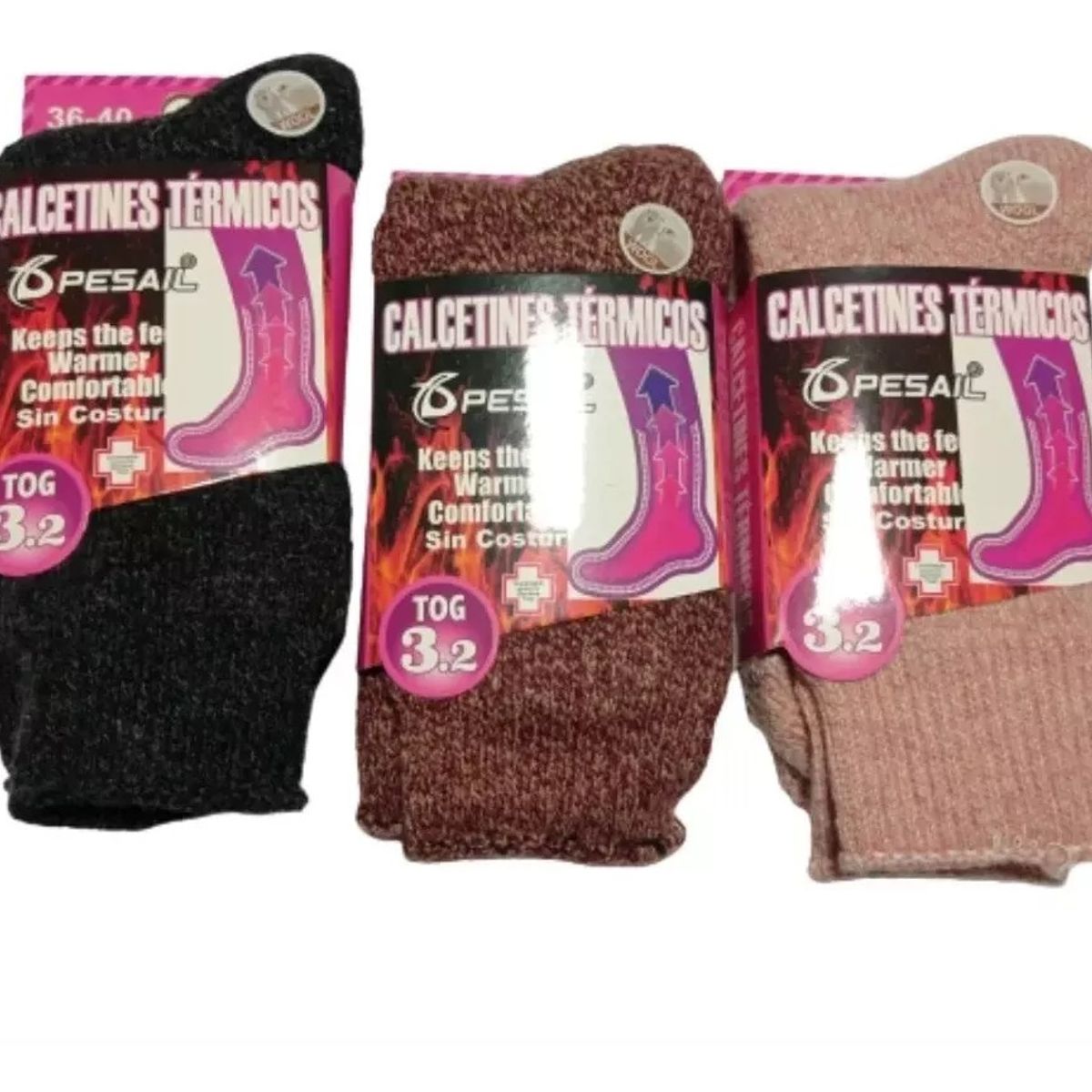 GARSIL - x6 Calcetines Gruesos Termicos Para Mujer - Sin Costuras - 6 Pares