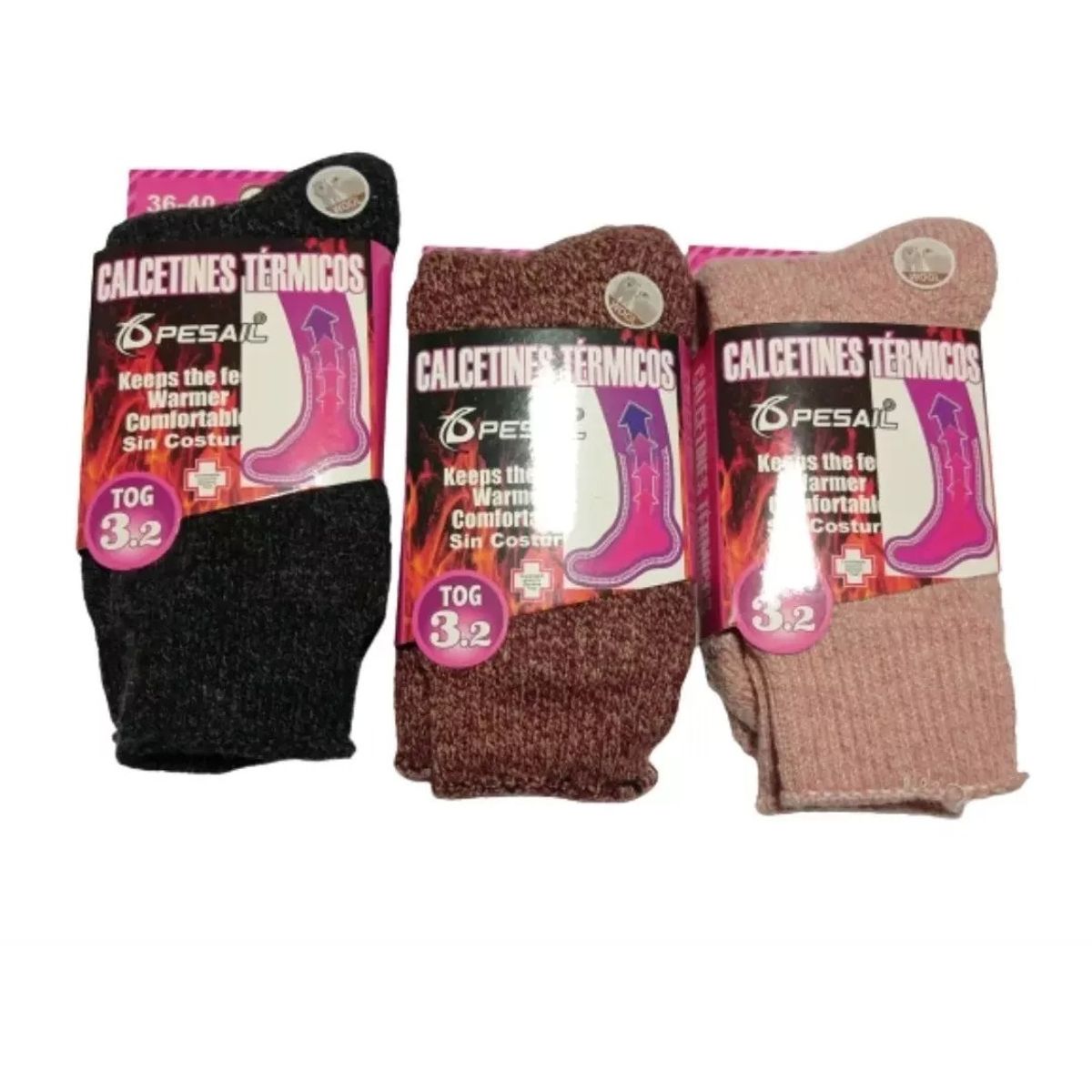 GARSIL - x6 Calcetines Gruesos Termicos Para Mujer - Sin Costuras - 6 Pares