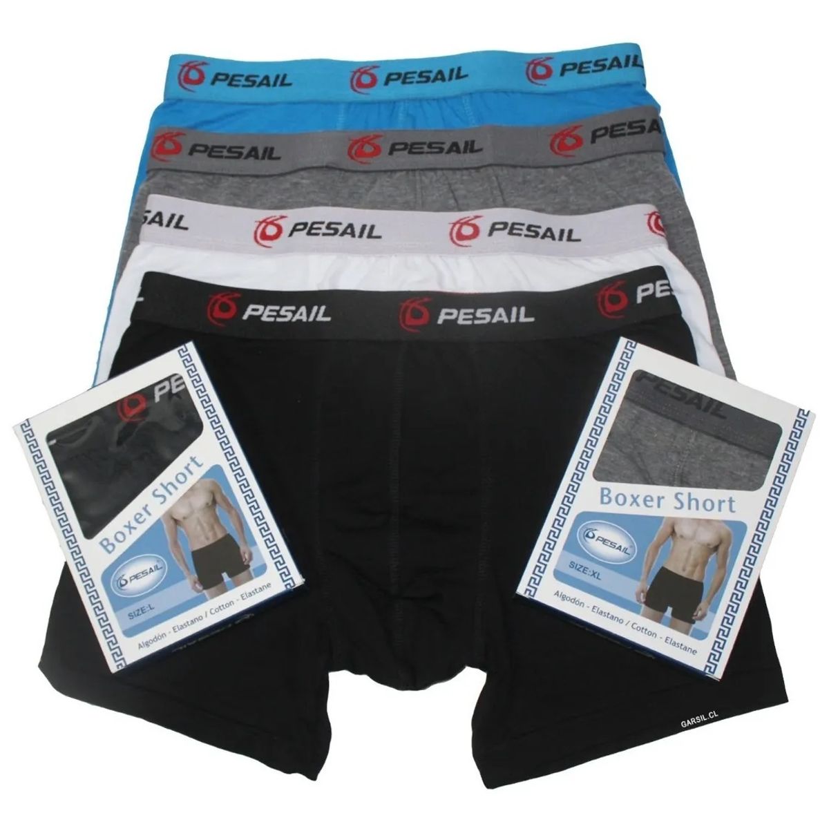 GARSIL - 6 Boxer Liso Para Hombre De Algodon - Colores Surtidos - Sixpack