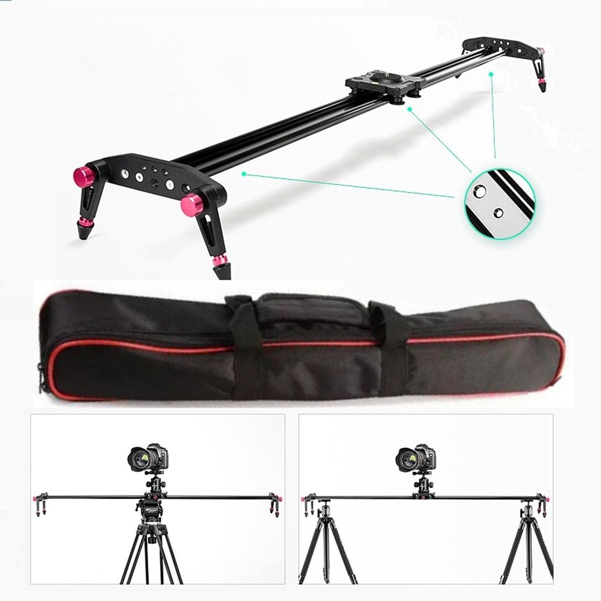 GENERICO - DOLLY SLIDER METÁLICO 60CM RIEL FOTOGRÁFICO + BOLSO