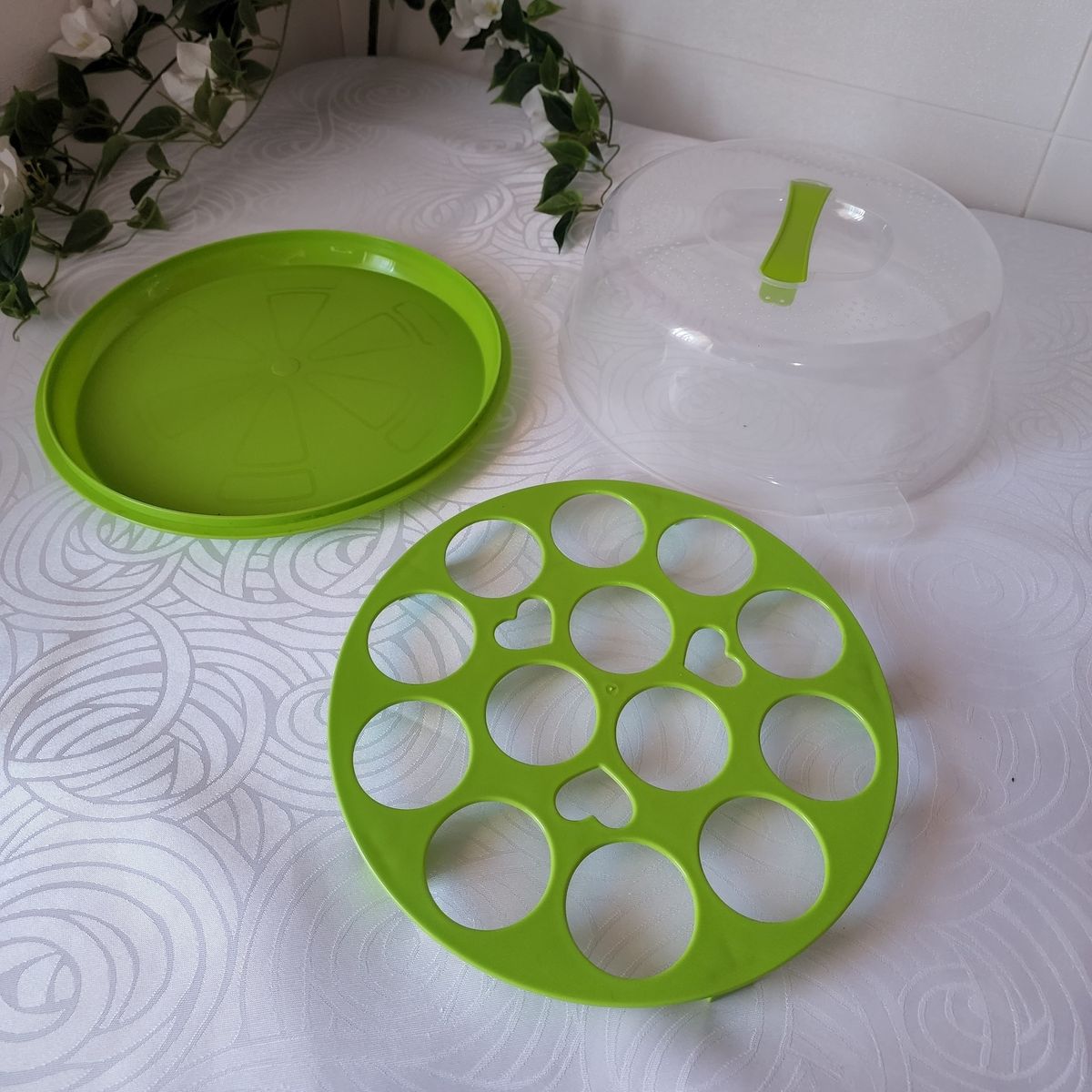 GENERICO - Porta Cupcakes Portátil con Manilla + Tapa 28cm - Verde