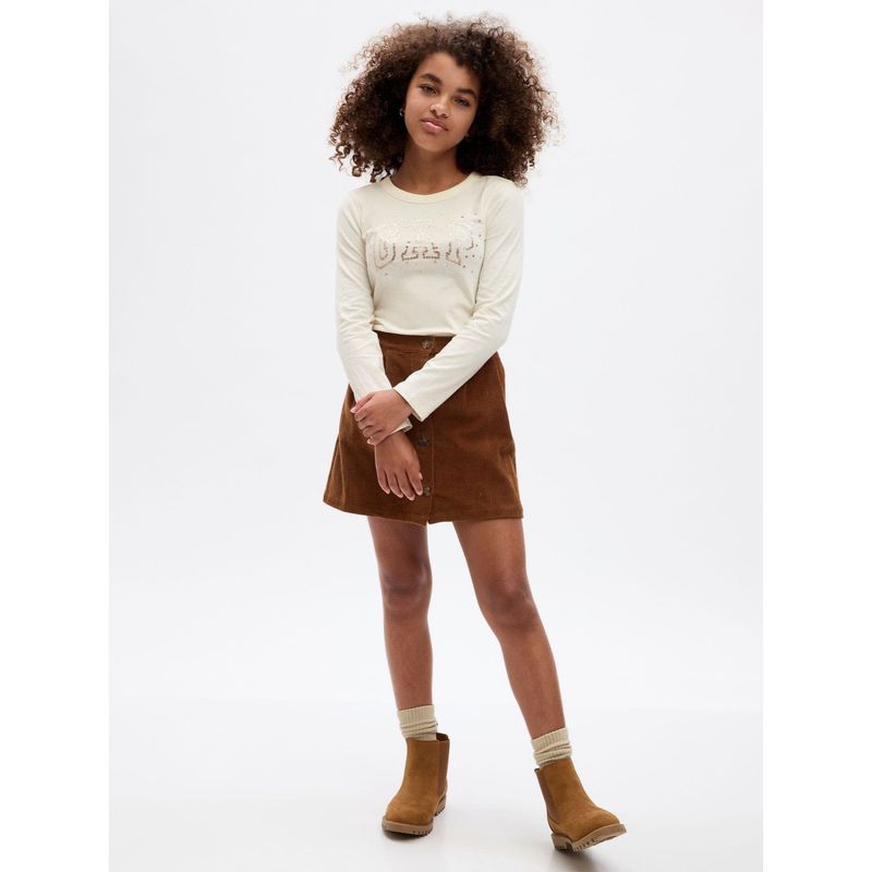 GAP - Polera Logo Manga Larga Crema Niña Crema