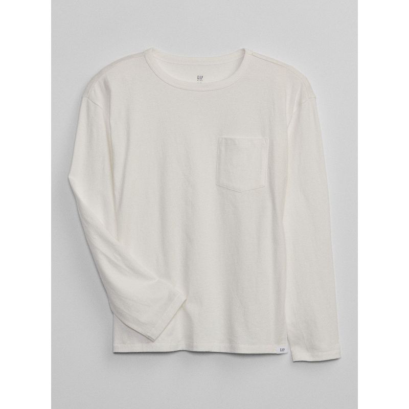 GAP - Polera Niño Básica Bolsillo Manga Larga Blanca GAP
