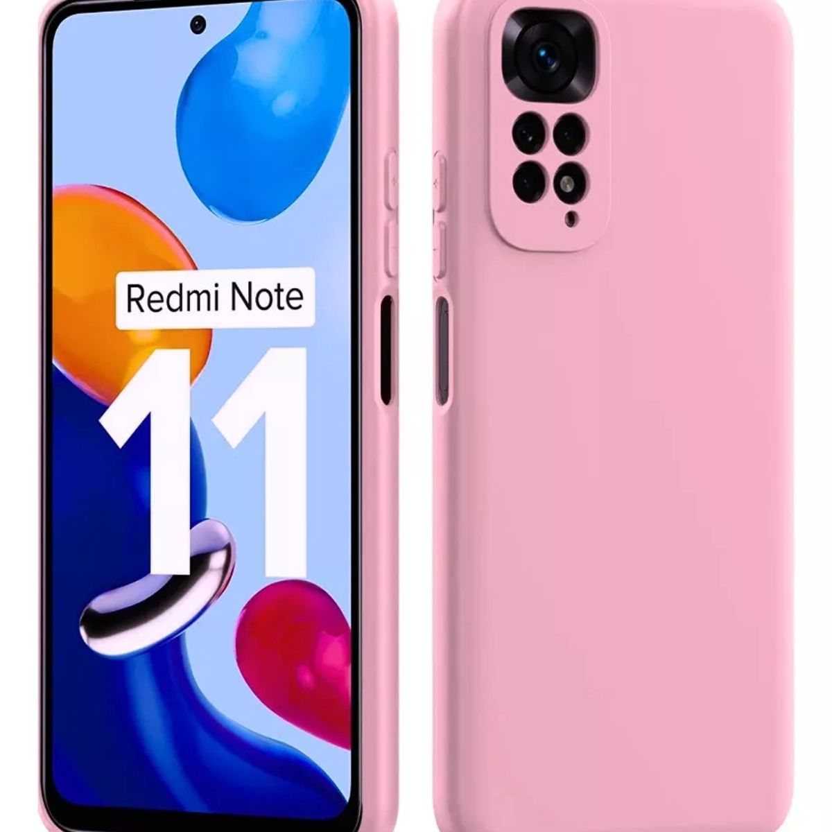 GENERICO - Carcasa Silicona Slim Para Xiaomi Redmi Note 11 / 11s Rosa + Vidrio