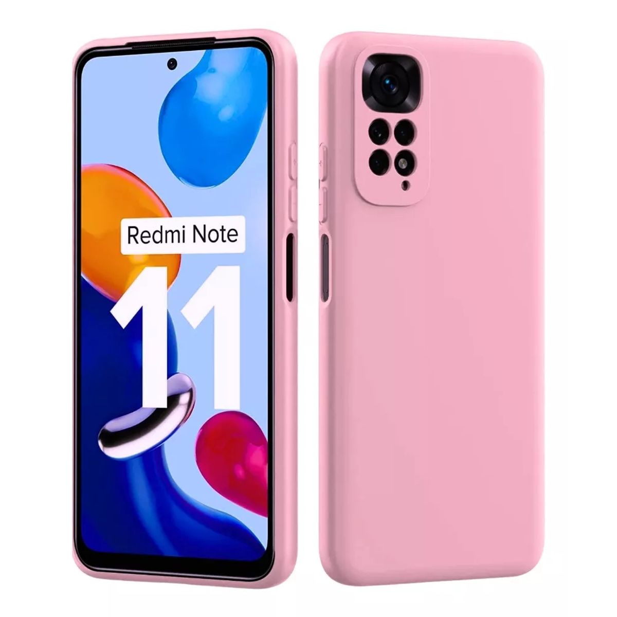 GENERICO - Carcasa Silicona Slim Para Xiaomi Redmi Note 11 / 11s Rosa + Vidrio