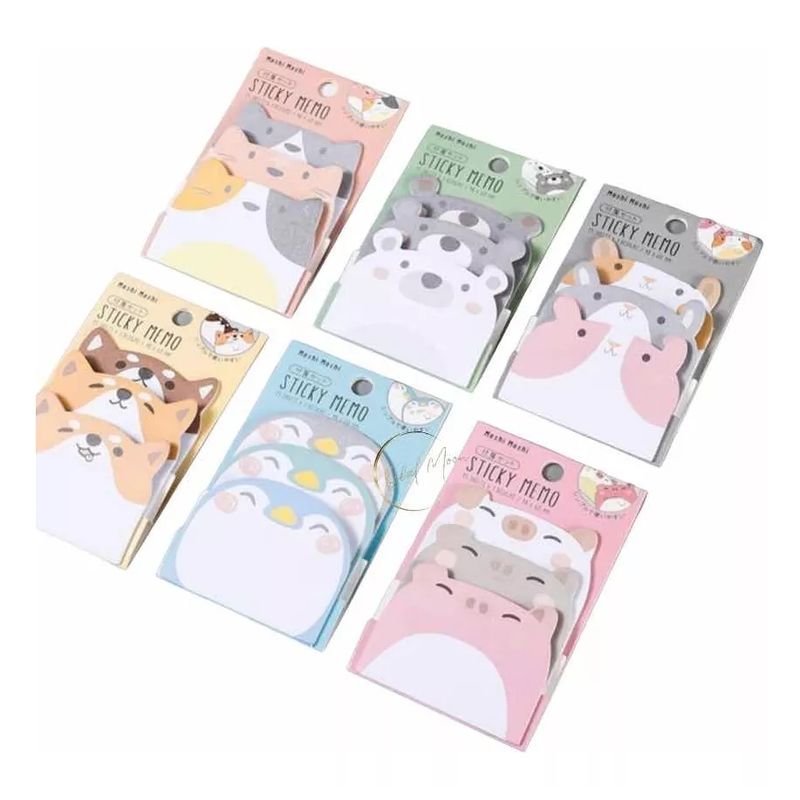 GENERICO - Set 3 Blocks Notas Adhesivas De Animalitos Kawaii Surtidos