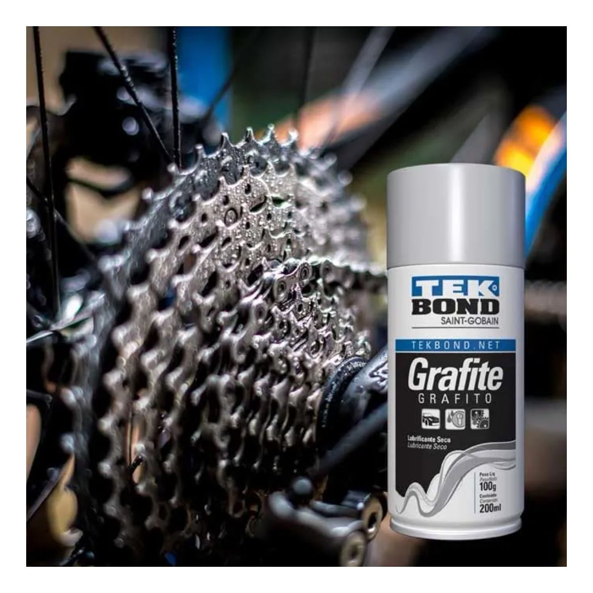 TEKBOND - Lubricante De Grafito En Spray 200 Ml 100 Gr Lubricante Seco