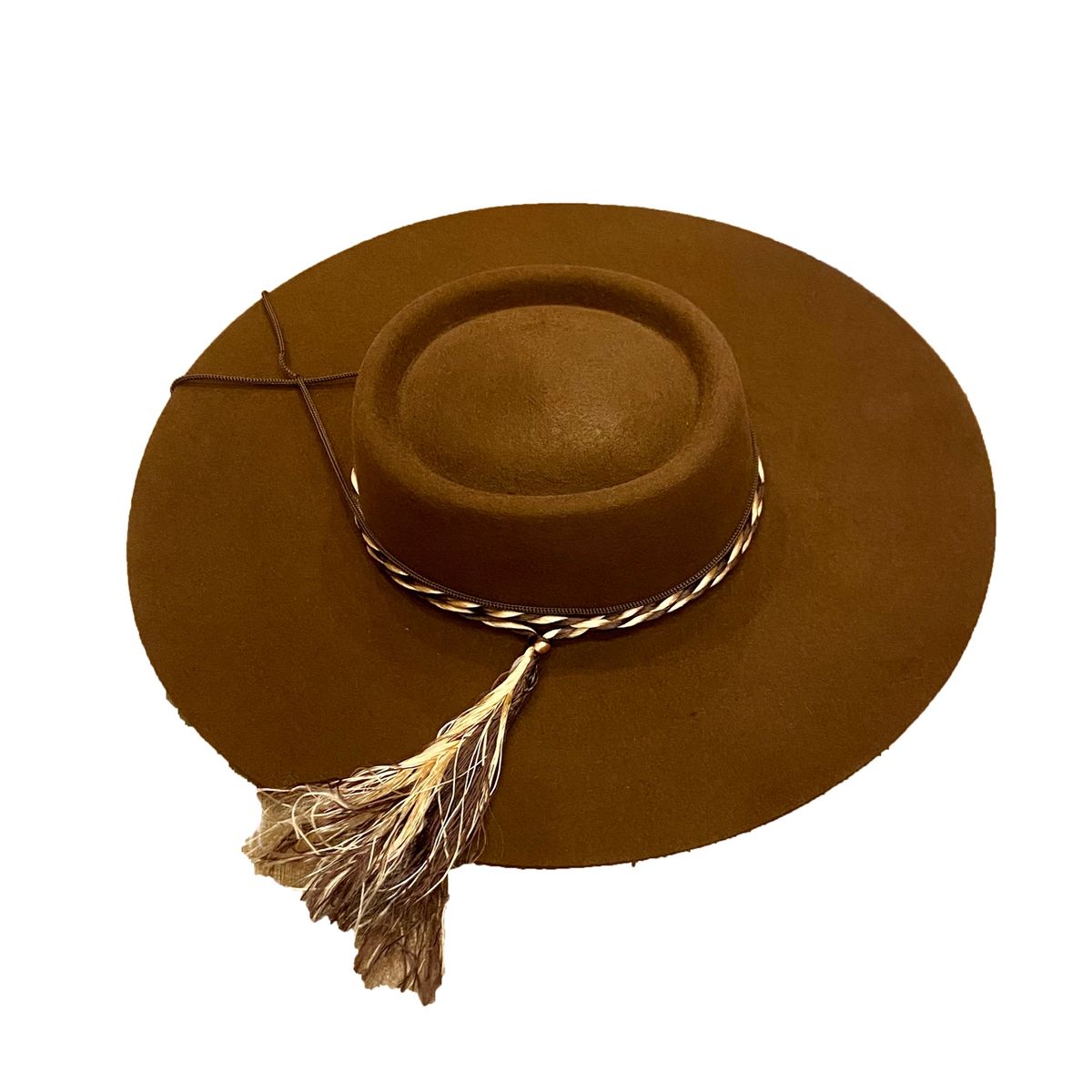 GENERICO - Sombrero Huaso Nacional Paño cafe -detalle en seda-Corralero Sastreria