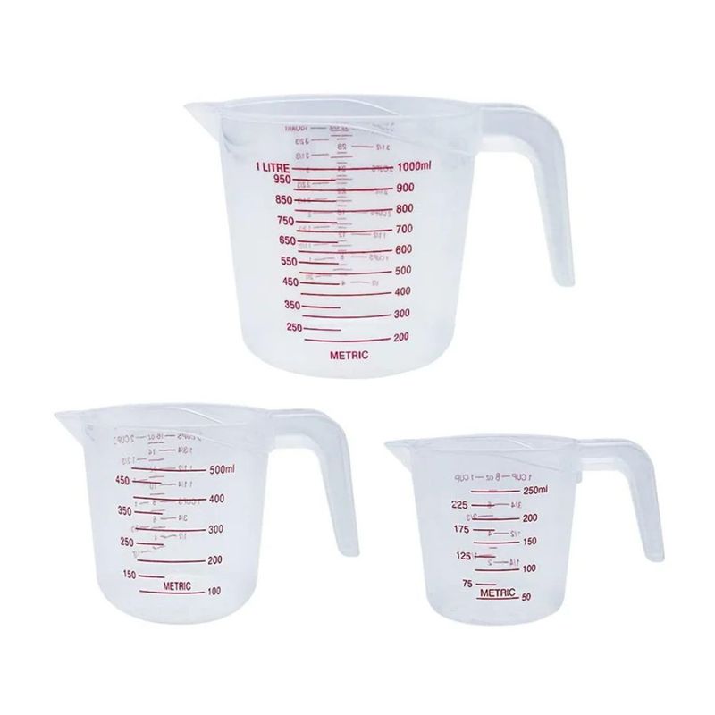 BAZUCA - Jarra Medidoras Plásticas Set 3 Piezas 1l / 500ml / 250ml