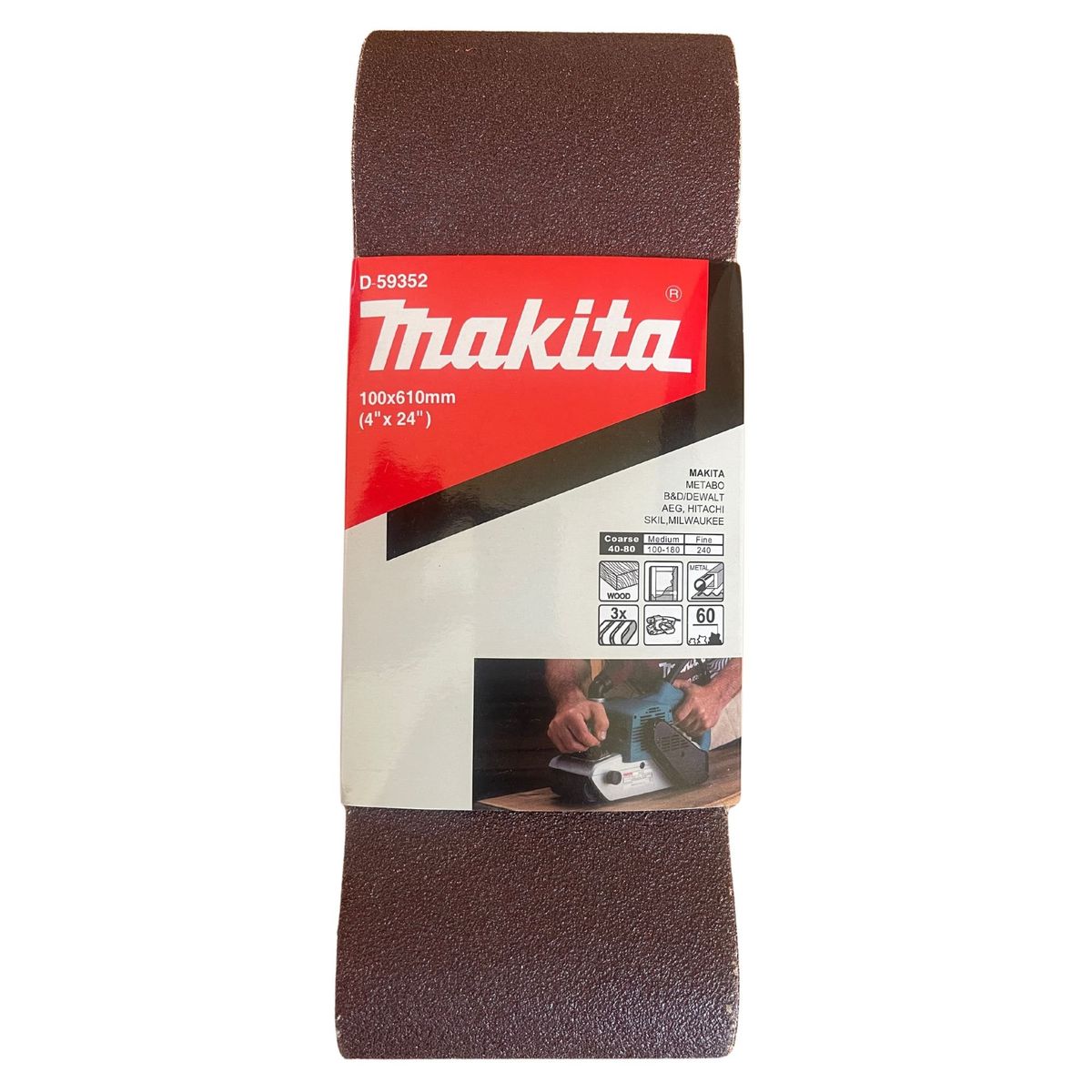 MAKITA - Lija de Banda 4x24" 3Pzs G-60 Madera-Metal Makita D59352
