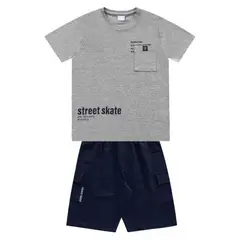 COYOTE KIDS - Conjunto polera gris y short skate - Gris