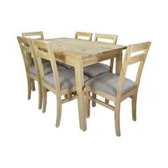 MUEBLES NATIVA - Comedor Castilla 6 Sillas Tapiz Beige
