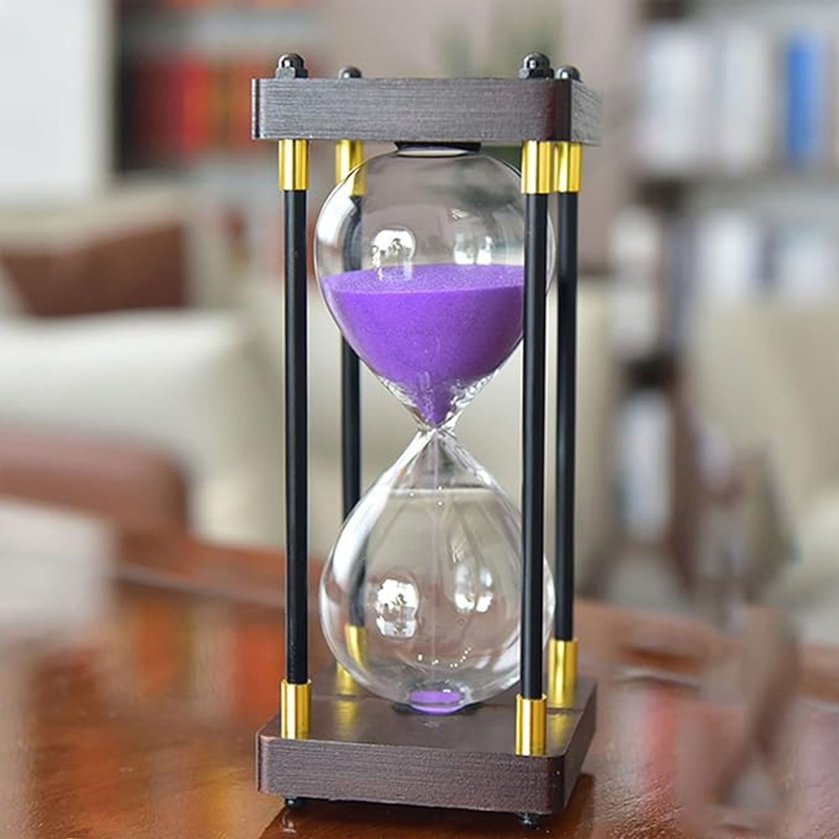 GENERICO - Reloj De Arena De Vidrio Con Marco De Madera, 30 Minutos.