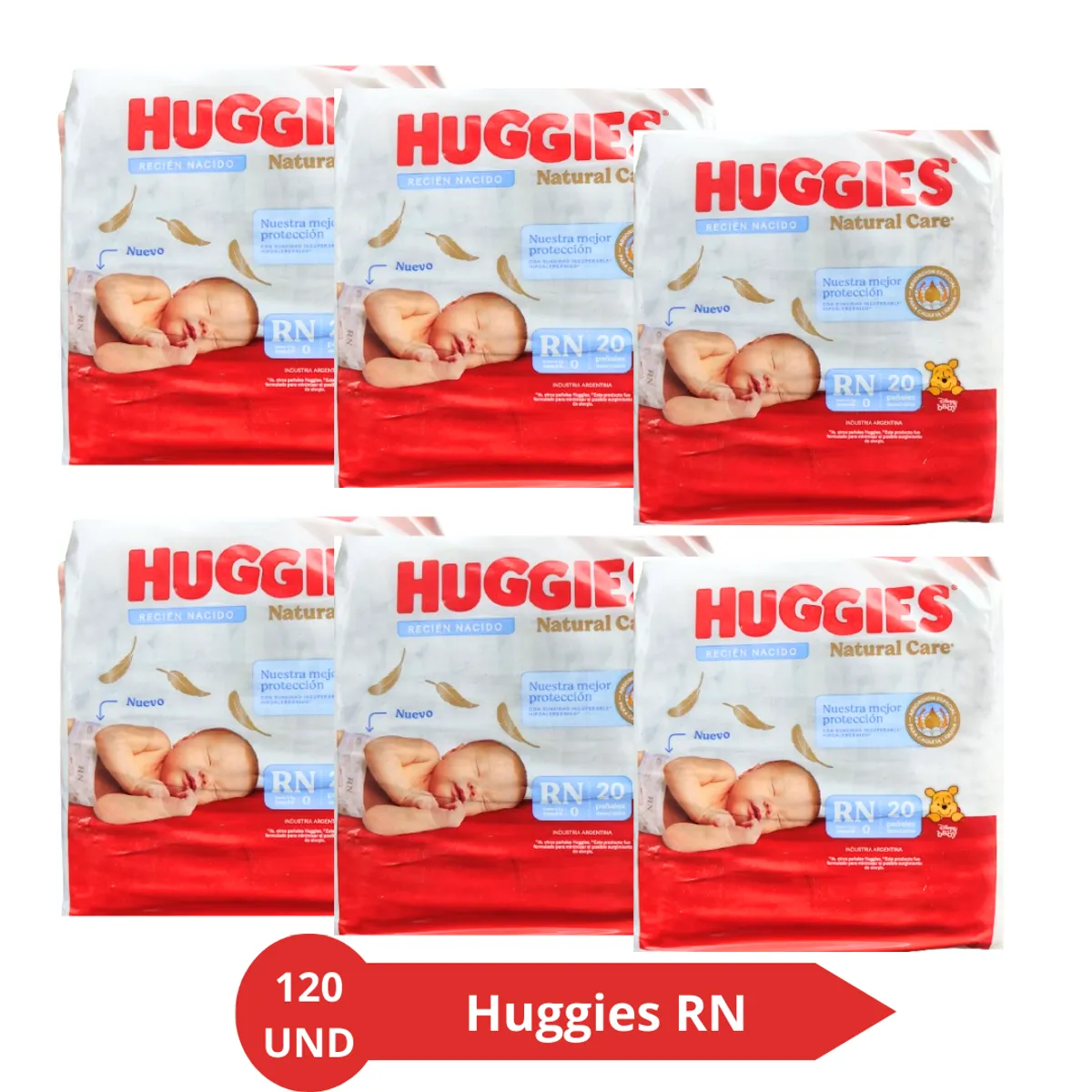 HUGGIES - Huggies Natural Care Talla Recien Nacido X 6 paquetes