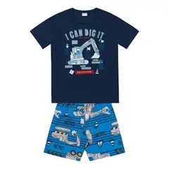 COYOTE KIDS - Pijama azul retroexcavadora fotoluminiscente - Azul