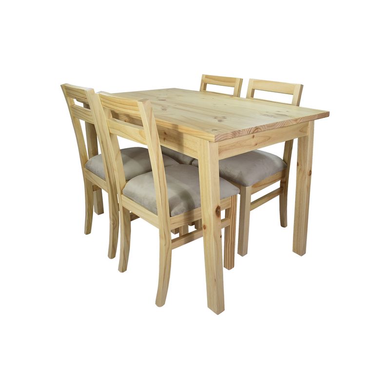 MUEBLES NATIVA - Comedor Castilla 4 Sillas Tapiz Beige
