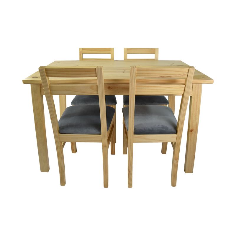 MUEBLES NATIVA - Comedor Castilla 4 Sillas Tapiz Gris