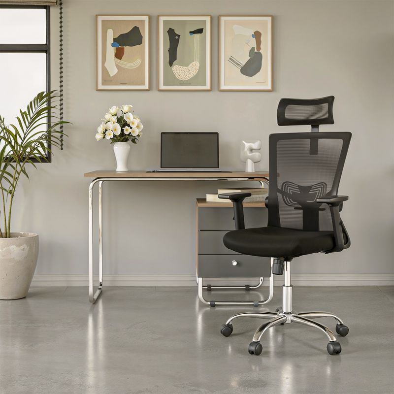 RELAN - Silla de Oficina Presidente Ergonomus Delphi Base Cromada